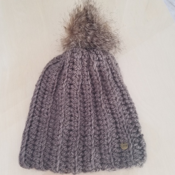 Handcrafted Crochet Beanie Hat- By Mom -Made With Love -Womens Taupe - Picture 3 of 7